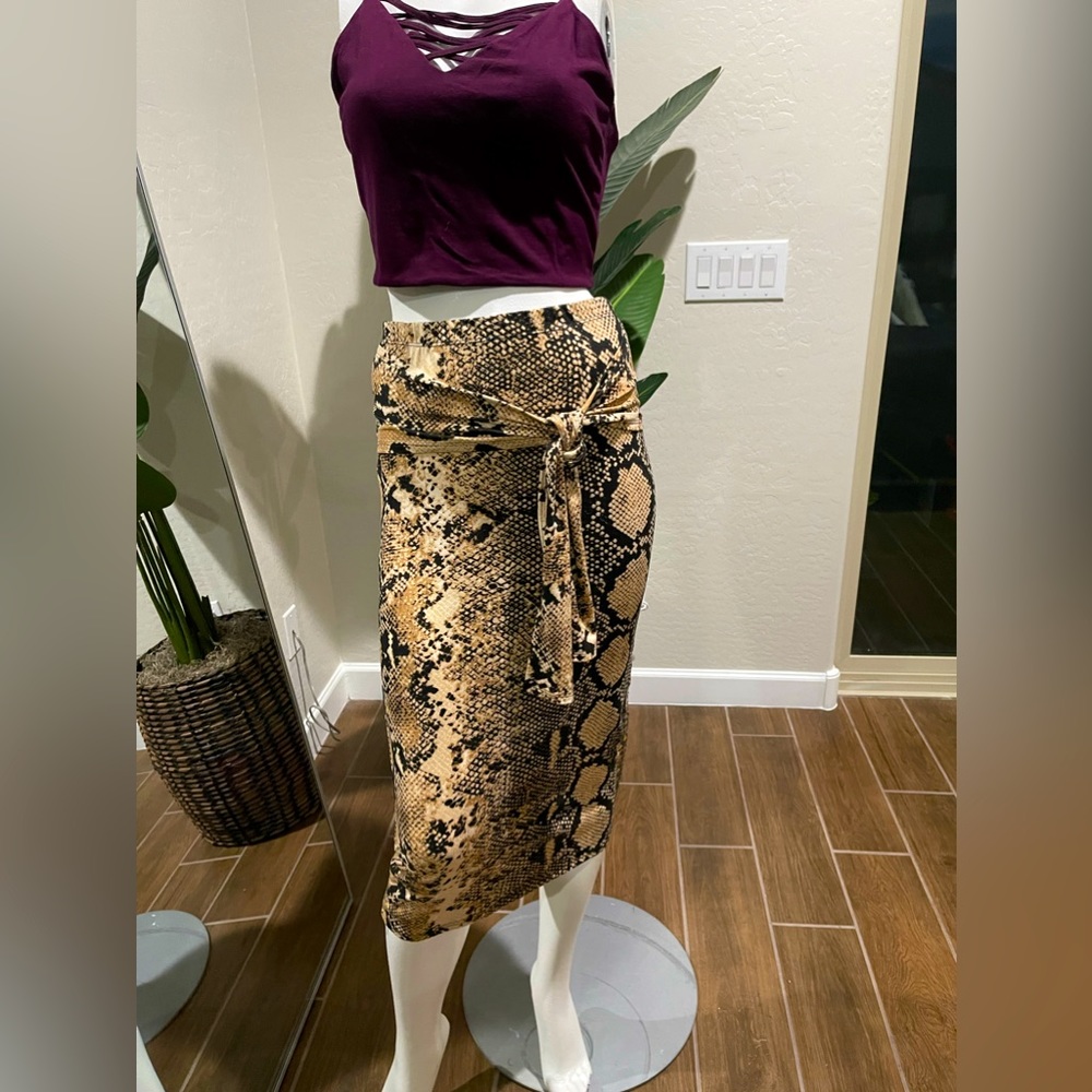 SNAKESKIN FRONT TIE SKIRT